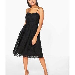 Perfect Black Dress Abie Embroidered Skater Boohoo Boutique